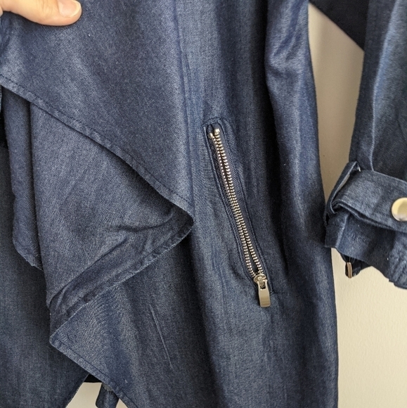 DENIM Shark Bite Shawl Collar Jacket S - Picture 12 of 14